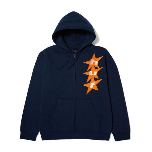 Huf All Star Sweat A Capuche Zip - Navy - Streetart.fr